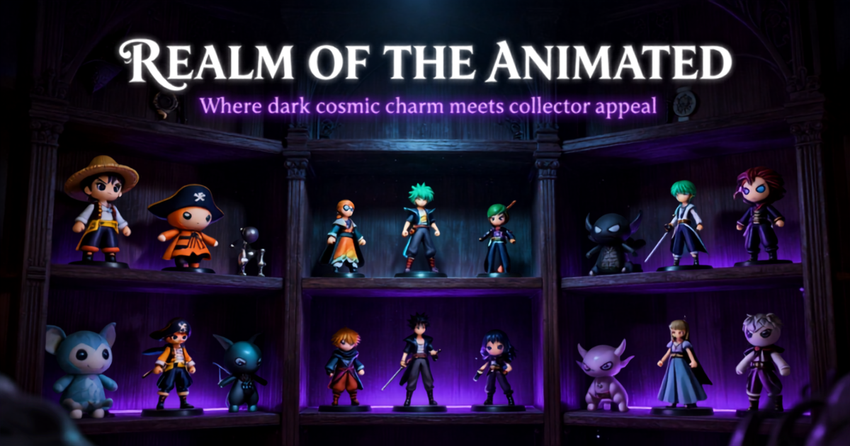 Realm of the Animated — Dark cosmic anime figures, collectibles, and plushies at Moon Jewels Boutique