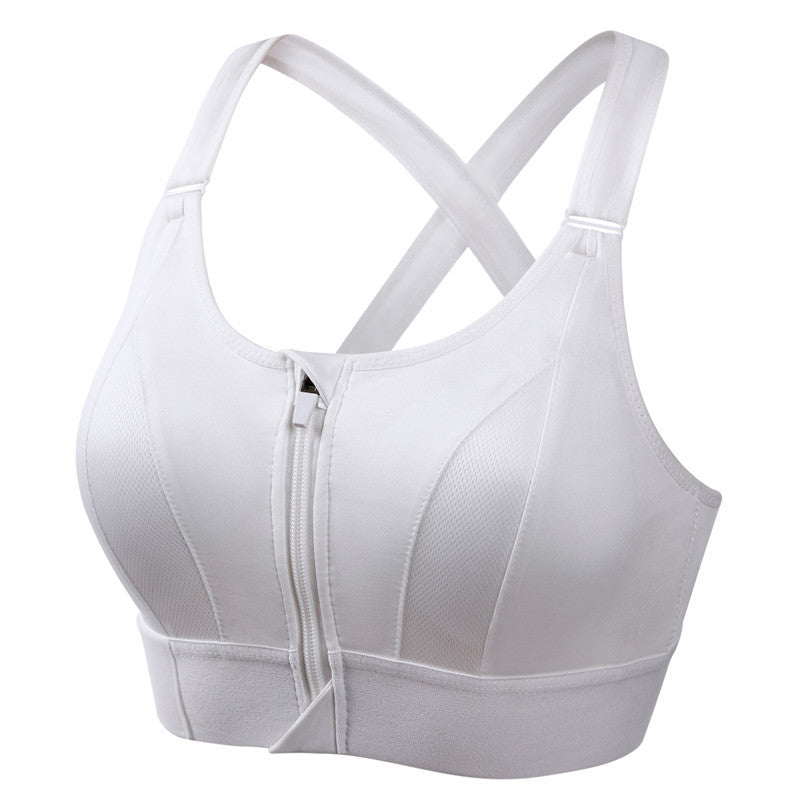 Front Zip Sports Bra | Wire-Free, Shockproof & Back Cross Design