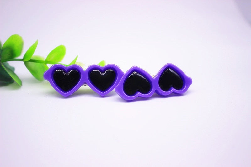 Pet Hair Bow Clips — Resin Love Glasses Hairpin Set (2pcs)