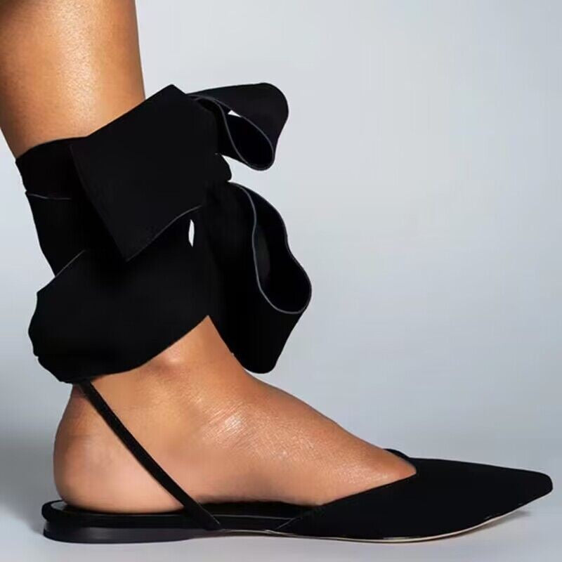 Pointed Toe Ankle Strap Flat Sandals