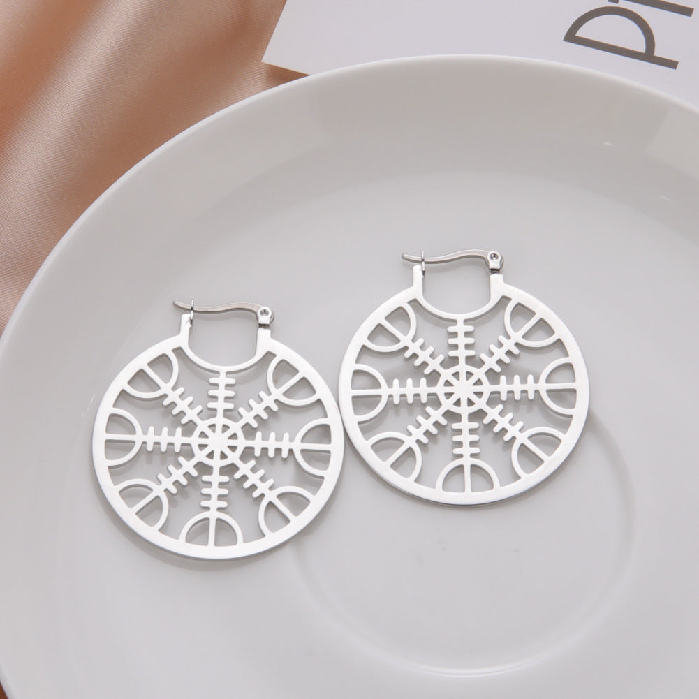 Gothic Compass & Pentagram Drop Earrings | Stainless Steel Occult Jewelry