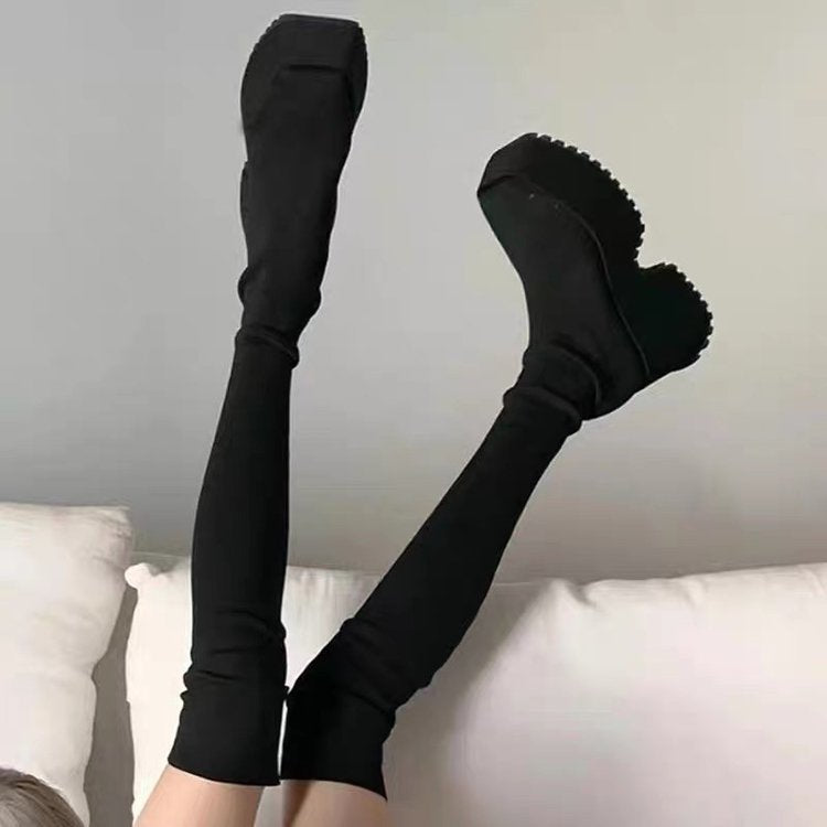 Gothic Platform Chunky Heel Boots – Punk Motorcycle Style
