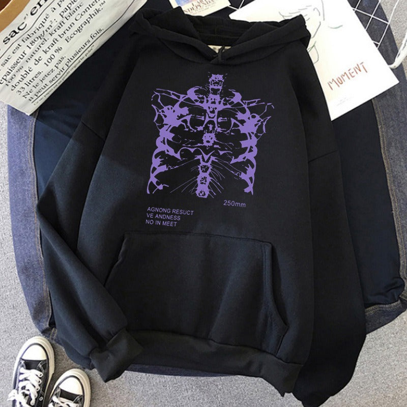 Dark Gothic Oversized Hoodie | Hip-Hop Pullover Sweatshirt
