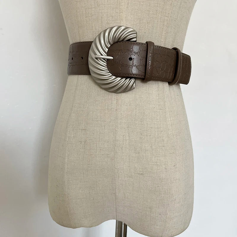 Genuine Leather Wide Waist Belt — Dark Romantic Corset Style