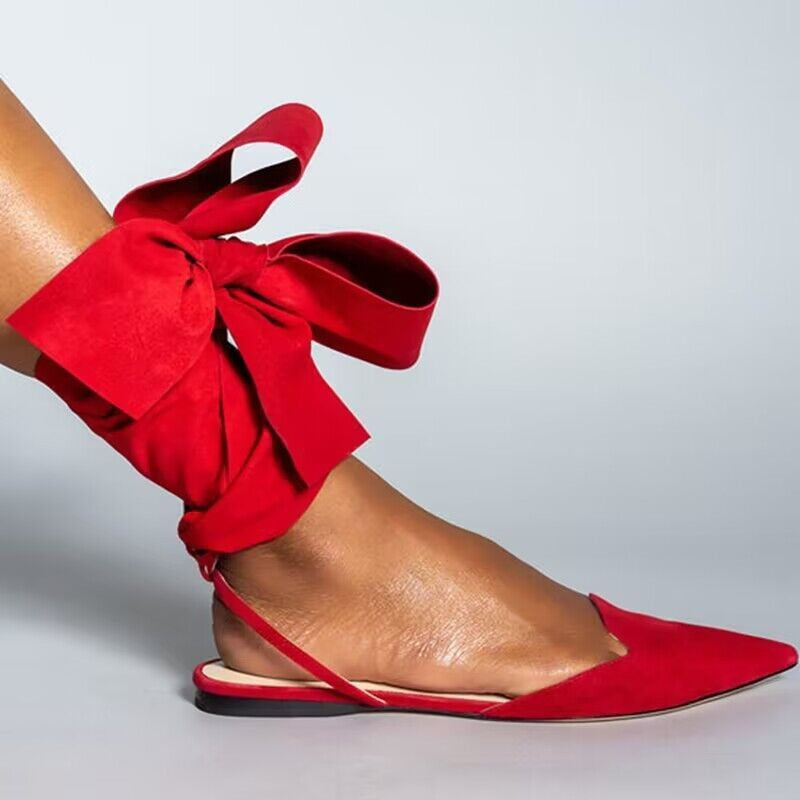 Pointed Toe Ankle Strap Flat Sandals