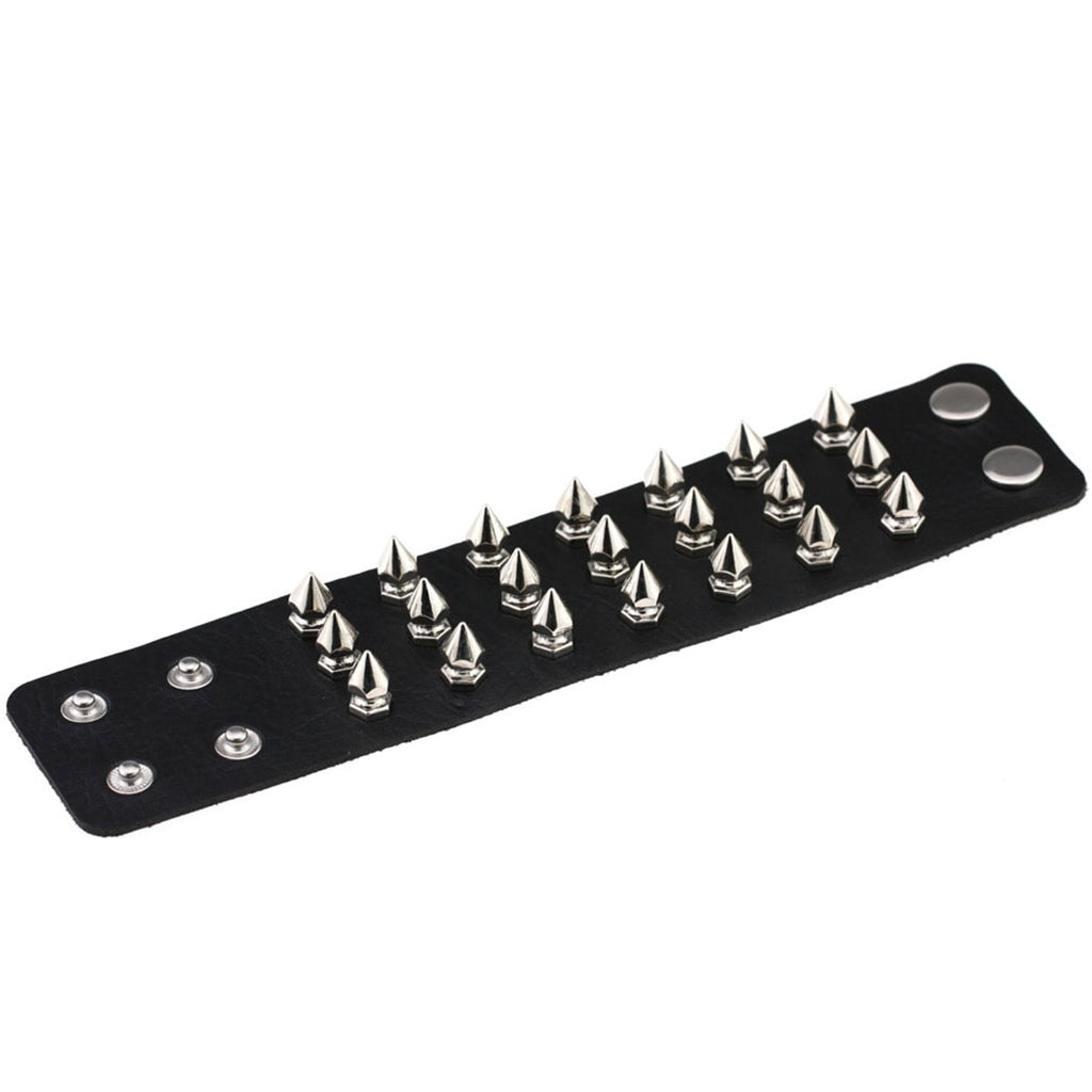 Punk Gothic Spiked Rivet Leather Cuff Bracelet | Wide Wristband | Black & Red