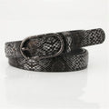 Snake Print Thin Faux Leather Belt | Pin Buckle Waist Strap for Women | Black