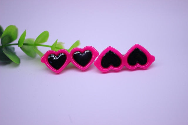 Pet Hair Bow Clips — Resin Love Glasses Hairpin Set (2pcs)