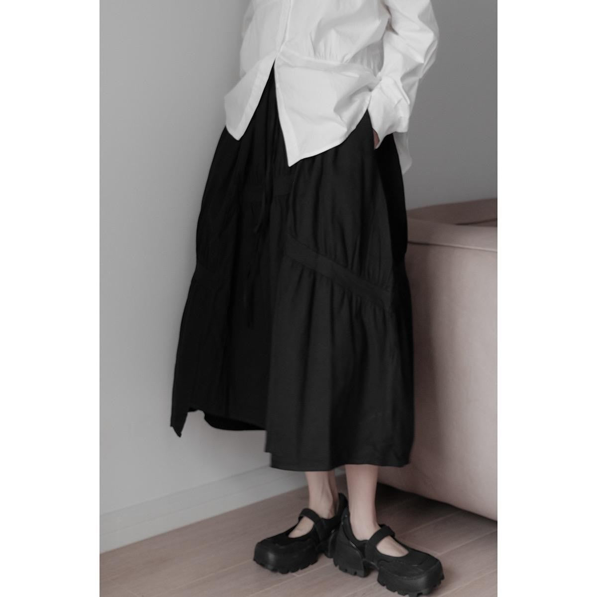 Pleated High-Waist A-Line Midi Skirt – Dark Gothic Style