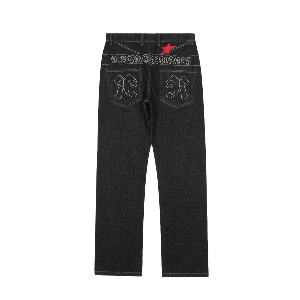 🕱️ Dark Gothic Embroidered Street Jeans