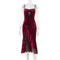 Gothic Ruffled Lace Bodycon Maxi Dress