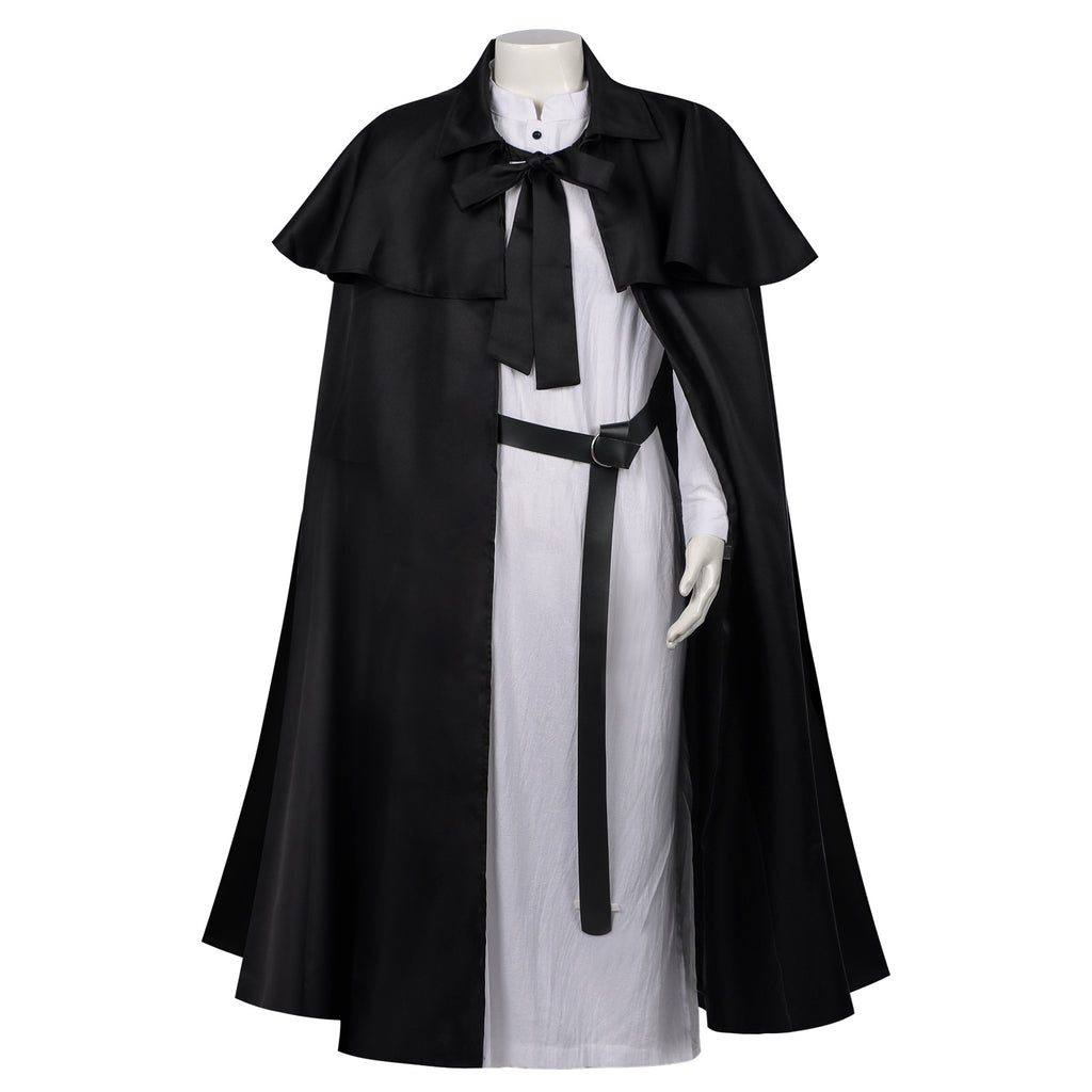 Medieval Hooded Gothic Cape Long Trench Coat Halloween Middle Eastern Church Wizard Death Cloak Robe Poncho