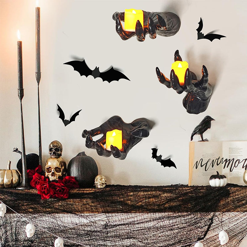 Gothic Spooky Hands & Bat Sticker Decor Kit