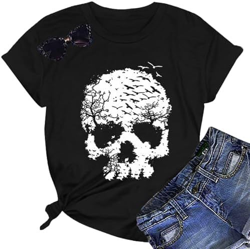 Gothic Skull Graphic T-Shirt – 3D Skeleton Print