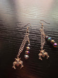 🦇 Midnight Iridescent Bat Drop Earrings (.925 Sterling Silver) 🦇