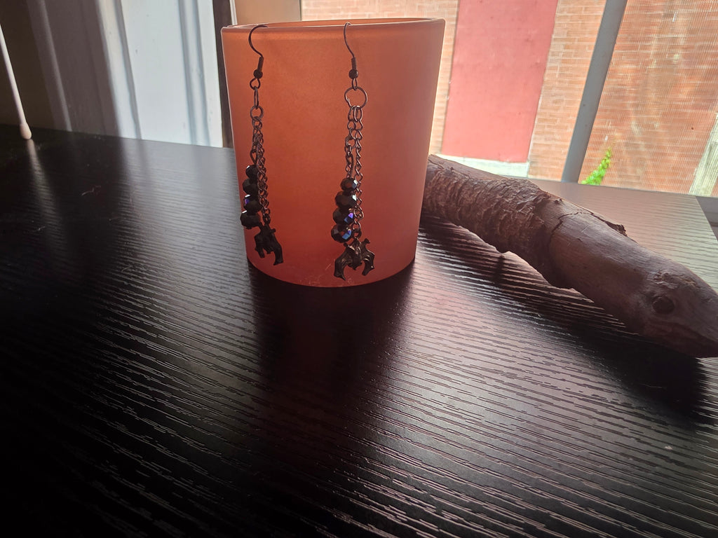 🦇 Midnight Iridescent Bat Drop Earrings (.925 Sterling Silver) 🦇