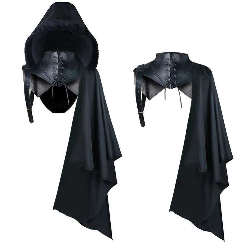 Gothic Vampire Cape & Death God Cloak | Black Jacquard Halloween Costume