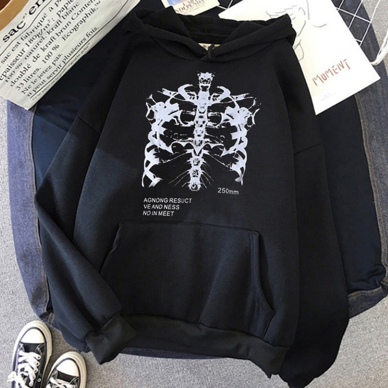 Dark Gothic Oversized Hoodie | Hip-Hop Pullover Sweatshirt