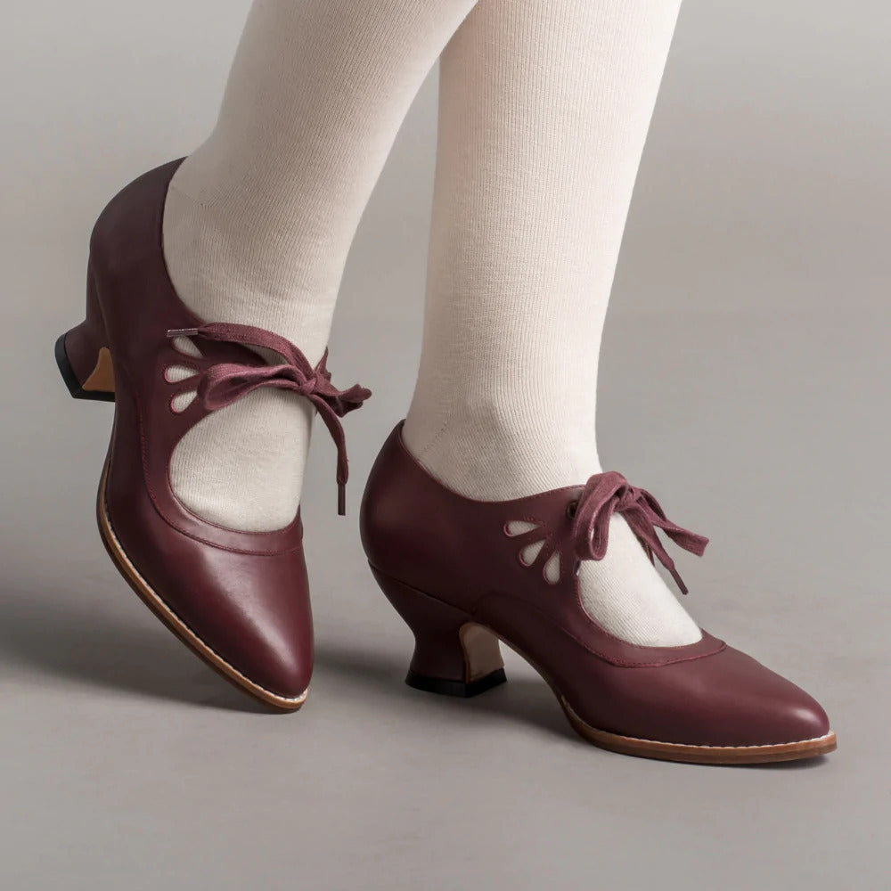 Hollow-Out Lace-Up Heeled Shoes | Faux Fur, Wide Sizes 35–43