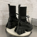 Gothic Platform Sock Boots – Cross-Tied Stretch