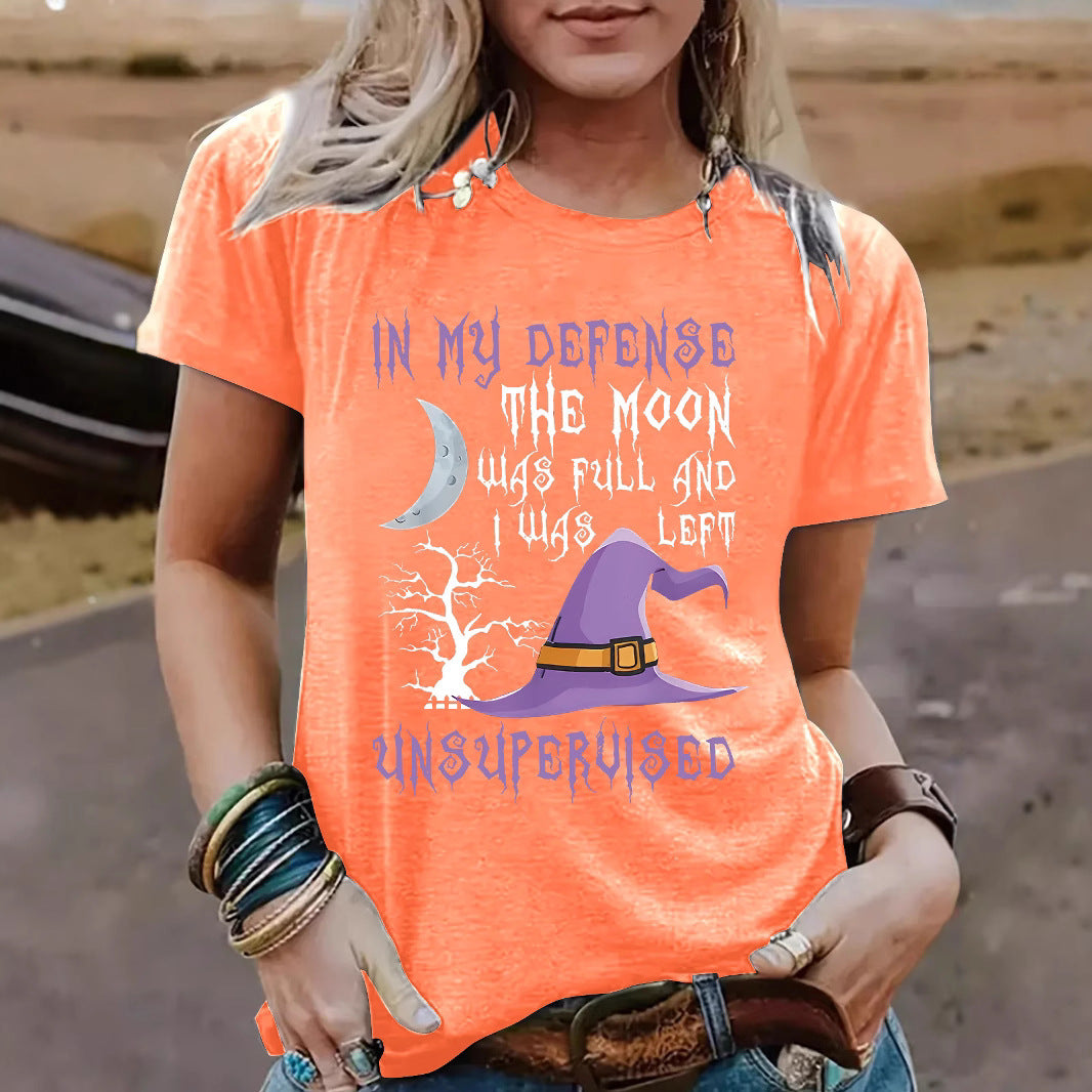 Halloween Witch Pattern Short Sleeve Tee