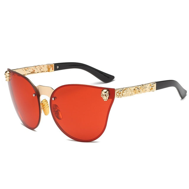 Gothic Skull Sunglasses | Ornate Metal Temple Shield Frames