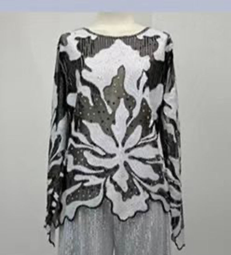 Gothic Punk Sequin Embroidered Pullover Top