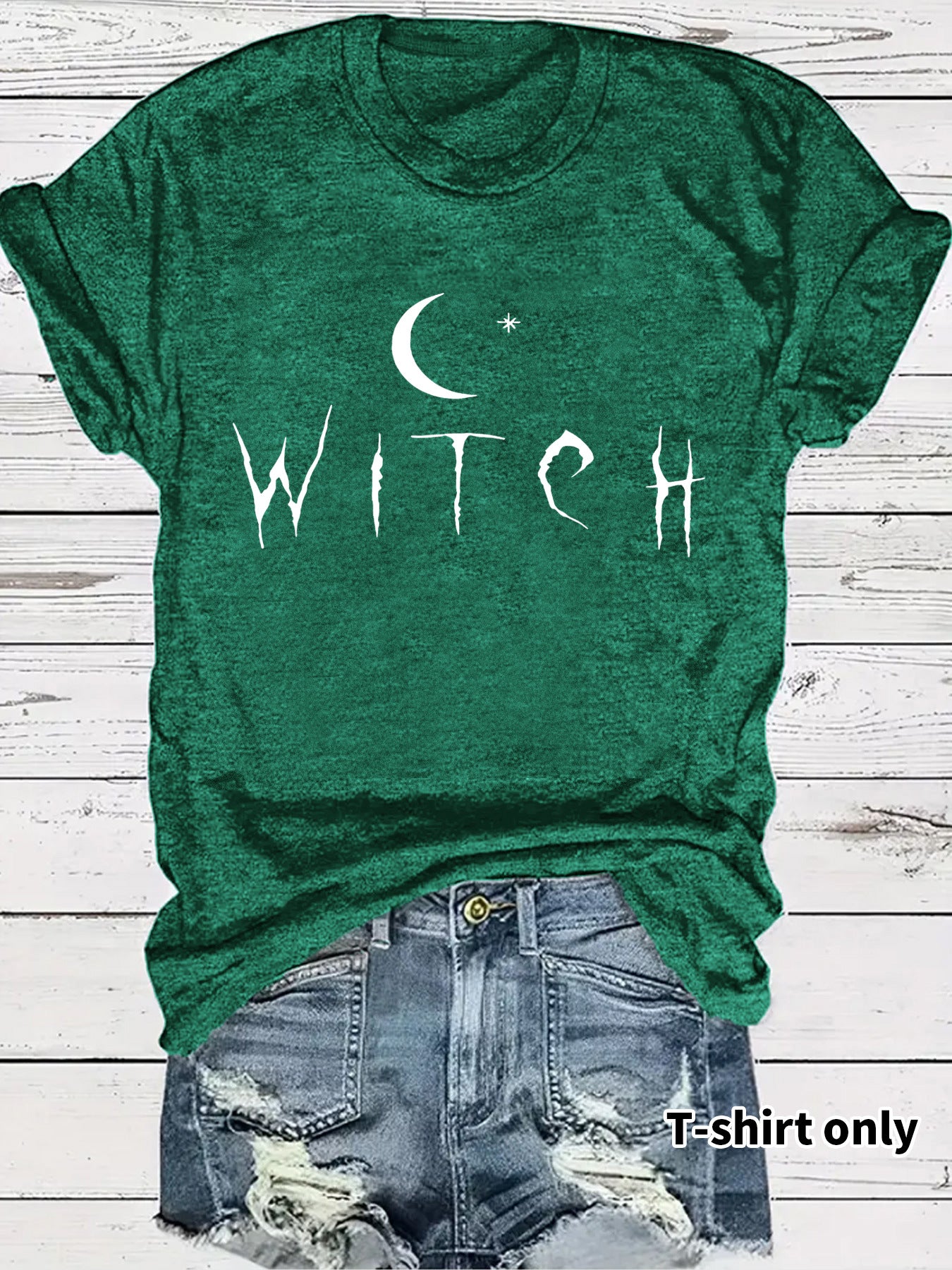 Witch Pattern Round Neck Short Sleeve Tee