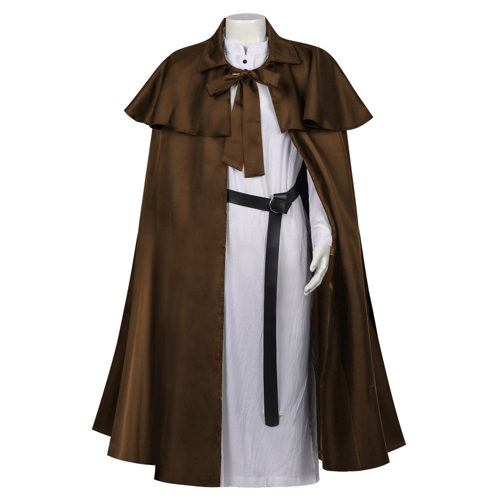 Medieval Hooded Gothic Cape Long Trench Coat Halloween Middle Eastern Church Wizard Death Cloak Robe Poncho