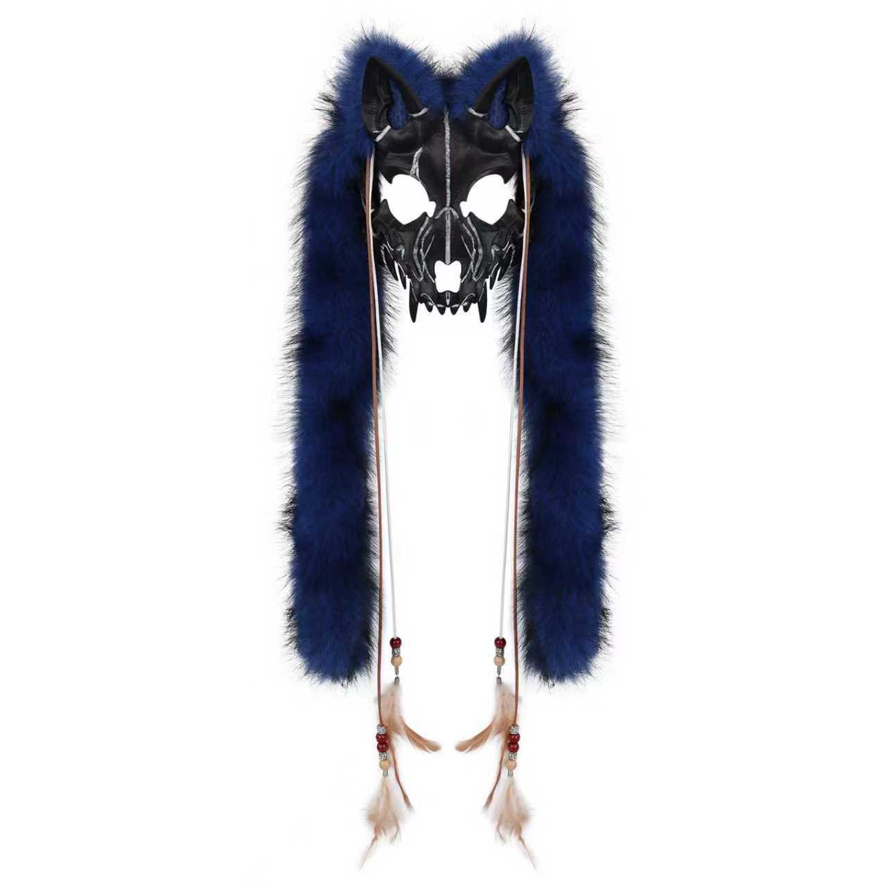 Faux Fur Fox & Werewolf Mask | Viking Animal Headwear | Halloween Cosplay | 6 Colors