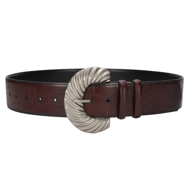 Genuine Leather Wide Waist Belt — Dark Romantic Corset Style