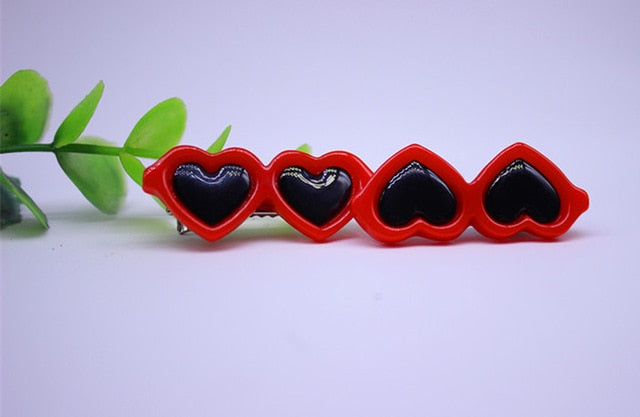 Pet Hair Bow Clips — Resin Love Glasses Hairpin Set (2pcs)