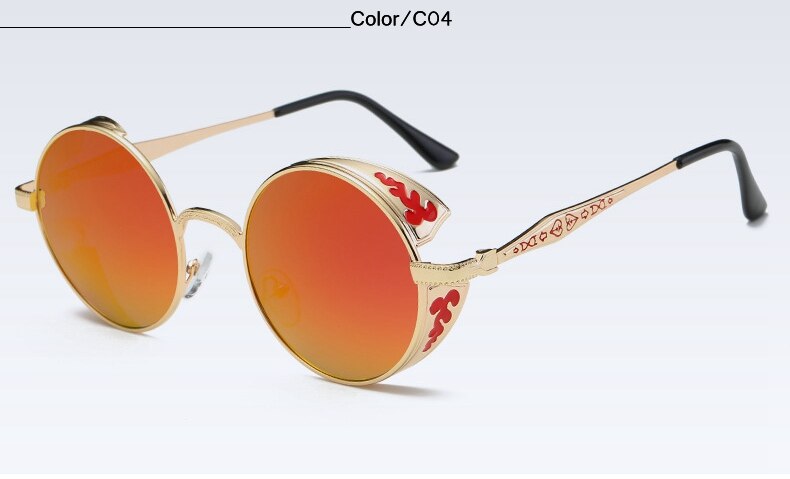 Steampunk Gothic Round Sunglasses – UV400 Polarized
