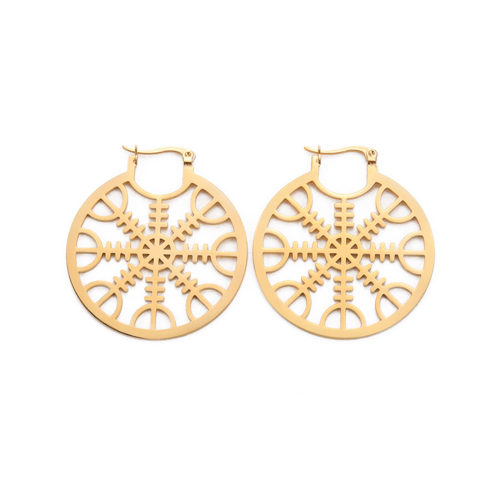 Gothic Compass & Pentagram Drop Earrings | Stainless Steel Occult Jewelry