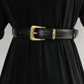Women's Runway Fashion Genuine Leather Cummerbunds Female Dress Corsets Waistband Belts Decoration Narrow Belt