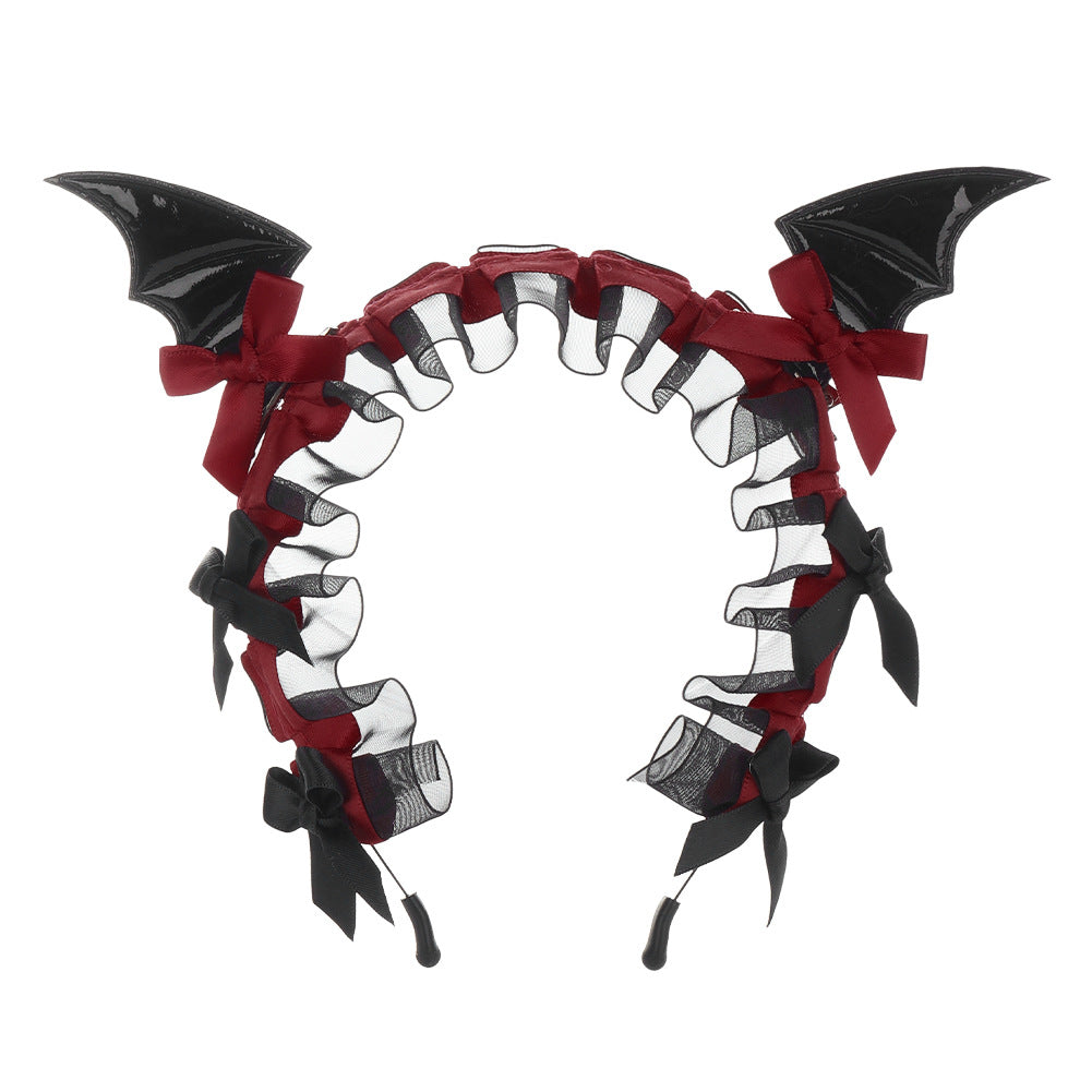 Gothic Bat Lace Headband | Dark Lolita Hair Accessory for Halloween & Cosplay