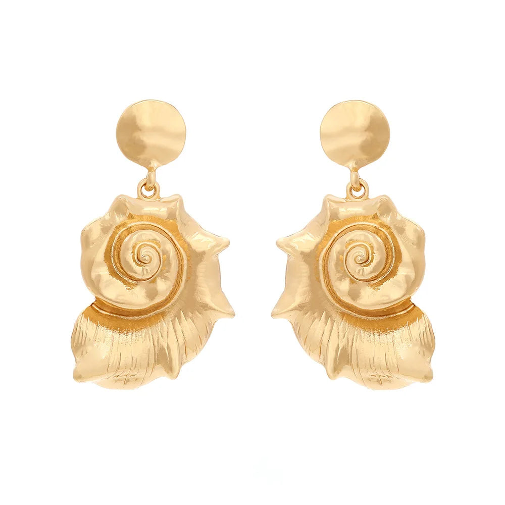 Conch Shell Pendant Earrings – Gold & Silver