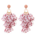 Handmade fabric floral earrings long tassel earrings