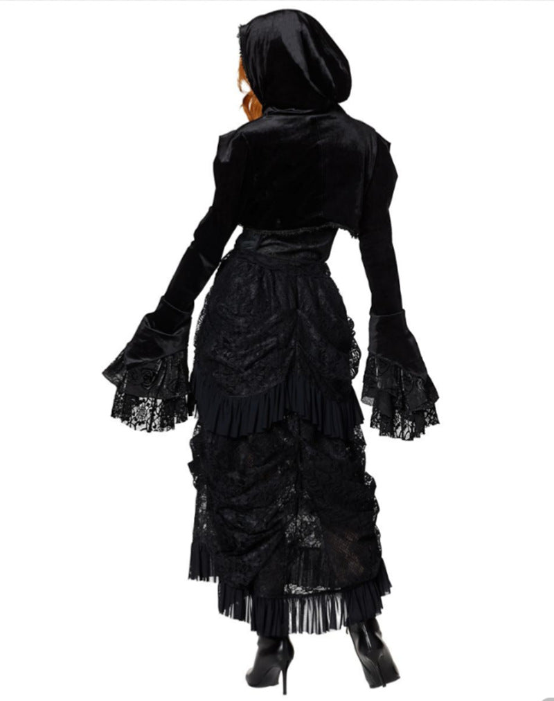 Beaded Gothic Medieval Roman Women's Modern Dance Shawl Performance Dress for Halloween Party