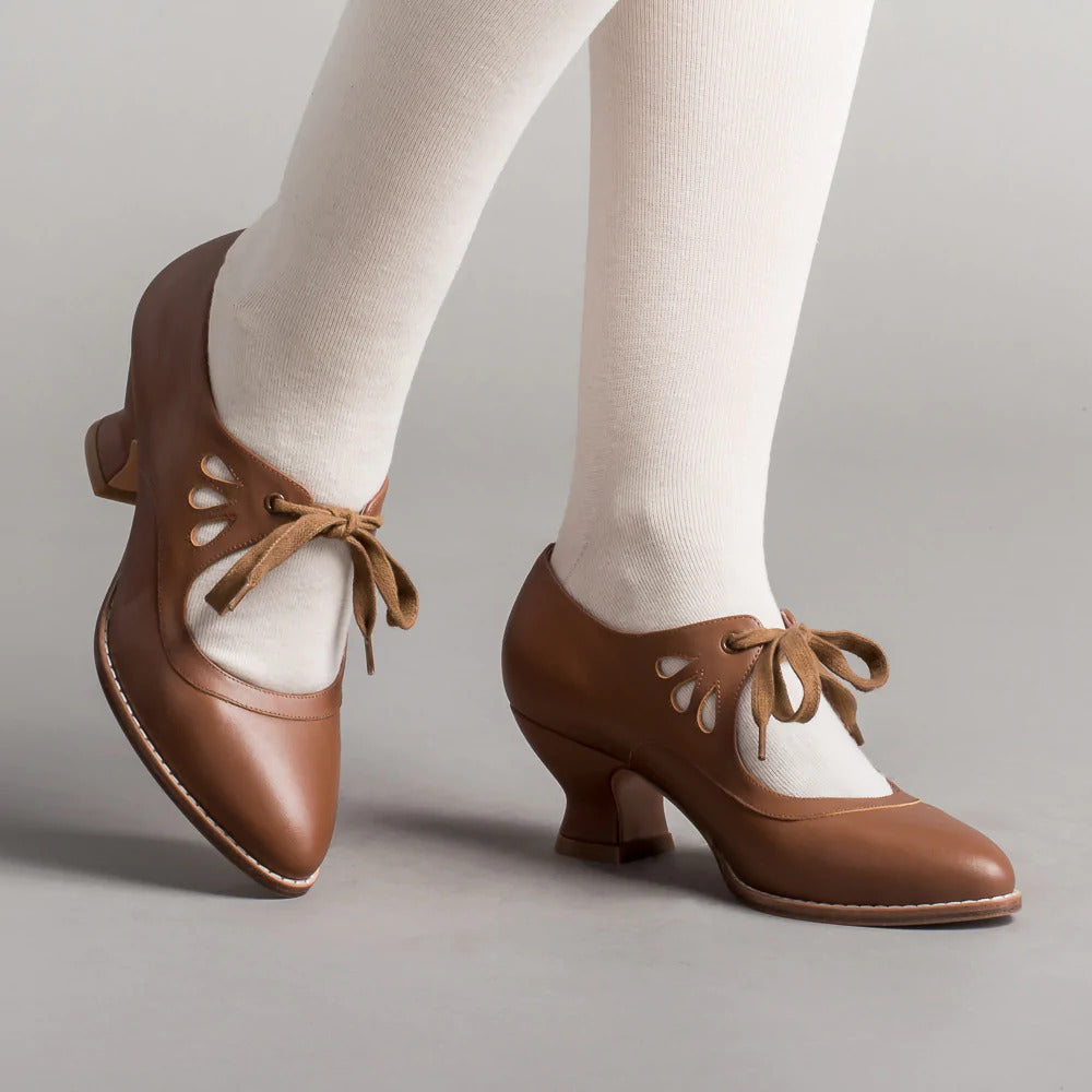 Hollow-Out Lace-Up Heeled Shoes | Faux Fur, Wide Sizes 35–43
