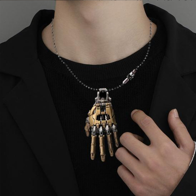 Movable Mechanical Bionic Hand Necklace | Metal Charm Pendant | Gothic Collectible Gift