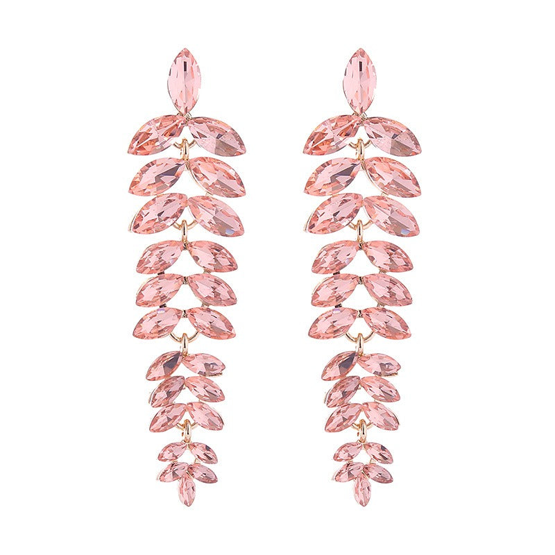 Diamond Leaf Flower Earrings