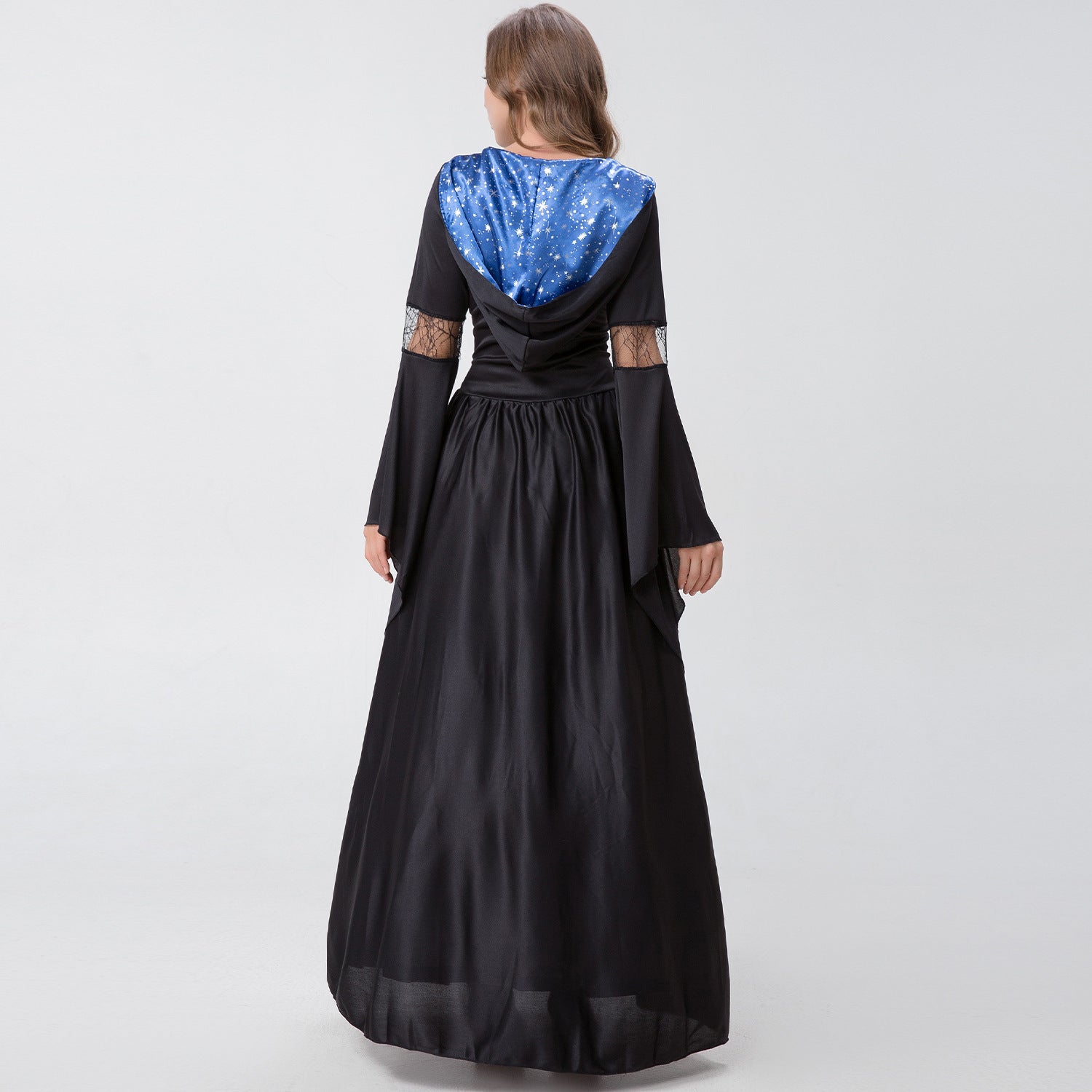 Gothic Witch & Death Halloween A-Line Dress | Long Sleeve Costume