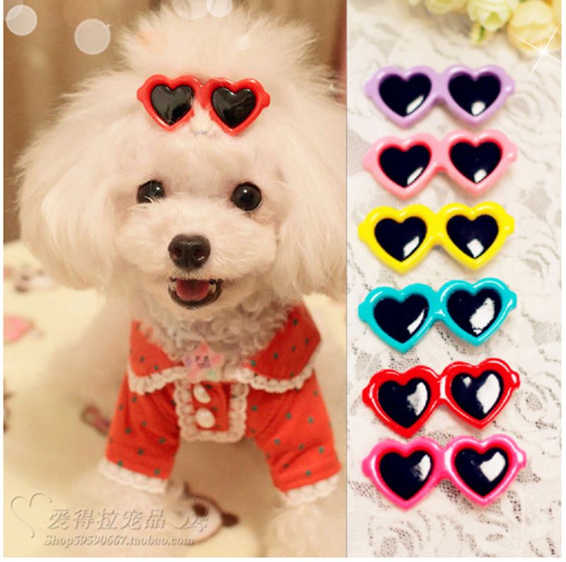 Pet Hair Bow Clips — Resin Love Glasses Hairpin Set (2pcs)