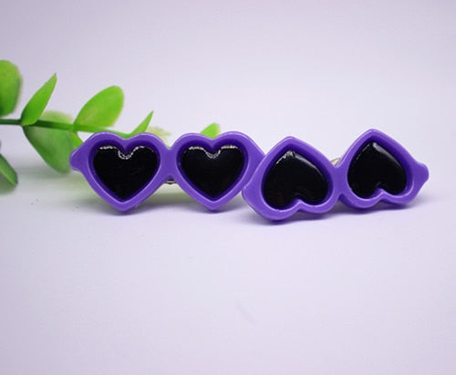Pet Hair Bow Clips — Resin Love Glasses Hairpin Set (2pcs)