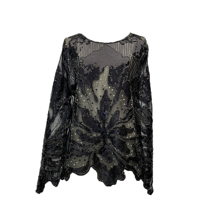 Gothic Punk Sequin Embroidered Pullover Top