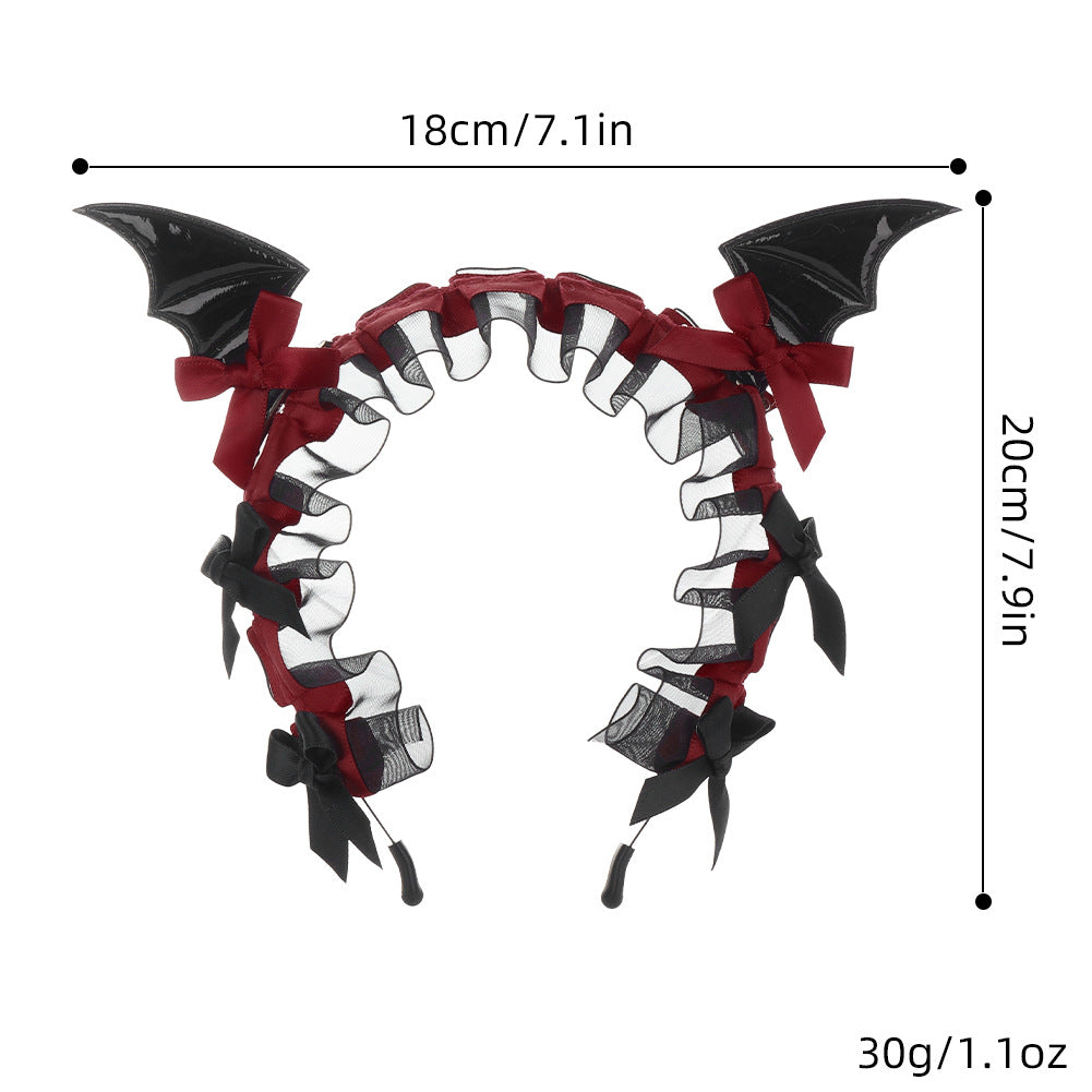 Gothic Bat Lace Headband | Dark Lolita Hair Accessory for Halloween & Cosplay