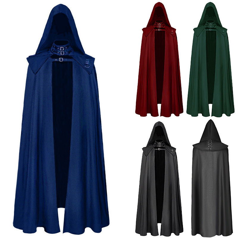Gothic Long Robe Cloak with Hood | Medieval Cosplay Outerwear for Women