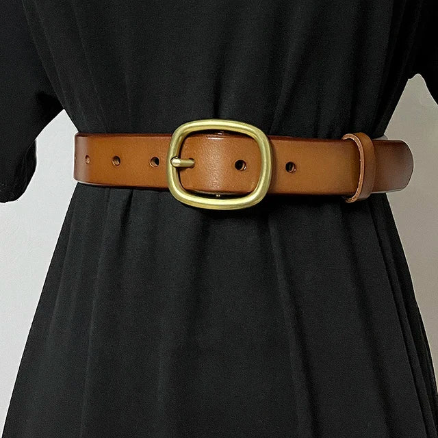 Women's Fashion Genuine Leather Cummerbunds Female Dress Corsets Waistband Belts Decoration Narrow Belt