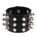 Punk Gothic Spiked Rivet Leather Cuff Bracelet | Wide Wristband | Black & Red